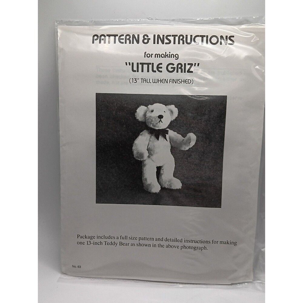 Dorothy L. Rowland Pattern & Instructions For Making 'Little Griz" 13"